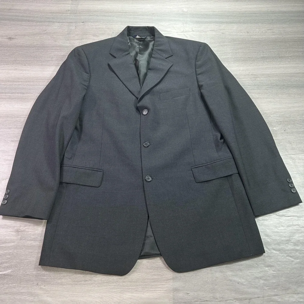 Brooks Brothers Blazer Mens 41L Charcoal Gray Wool 346 Stretch Sport Coat Jacket